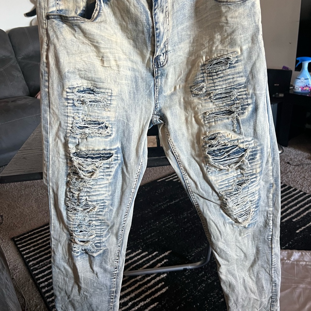 Aime Leon Dore Distressed Light Wash Skinny Jeans